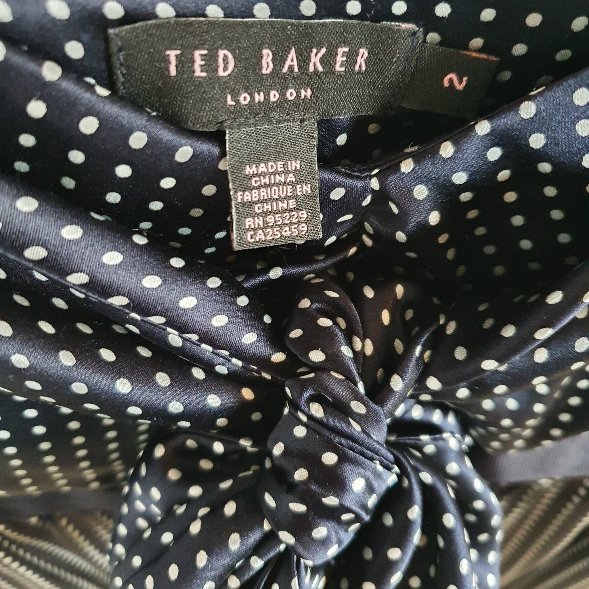 Ted Baker Polka-dot Black Silk Dress Three Chillies Vintage Ted Baker Polka-dot Black Silk Dress Three Chillies Vintage