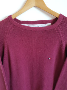Tommy Hilfiger Burgundy Crew Neck Sweatshirt - L
