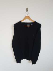 Ralph Lauren Chaps Black V Neck Sweatshirt - M
